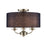 Ceiling Light 3 Lamp LED Satin Fabric Metal Navy Antique Brass Effect Round - Image 3