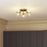 Ceiling Spotlight Plate 3 Way Multi Arm Ribbed Glass Satin Antique Brass Effect - Image 2