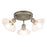 Ceiling Spotlight Plate 3 Way Multi Arm Ribbed Glass Satin Antique Brass Effect - Image 3