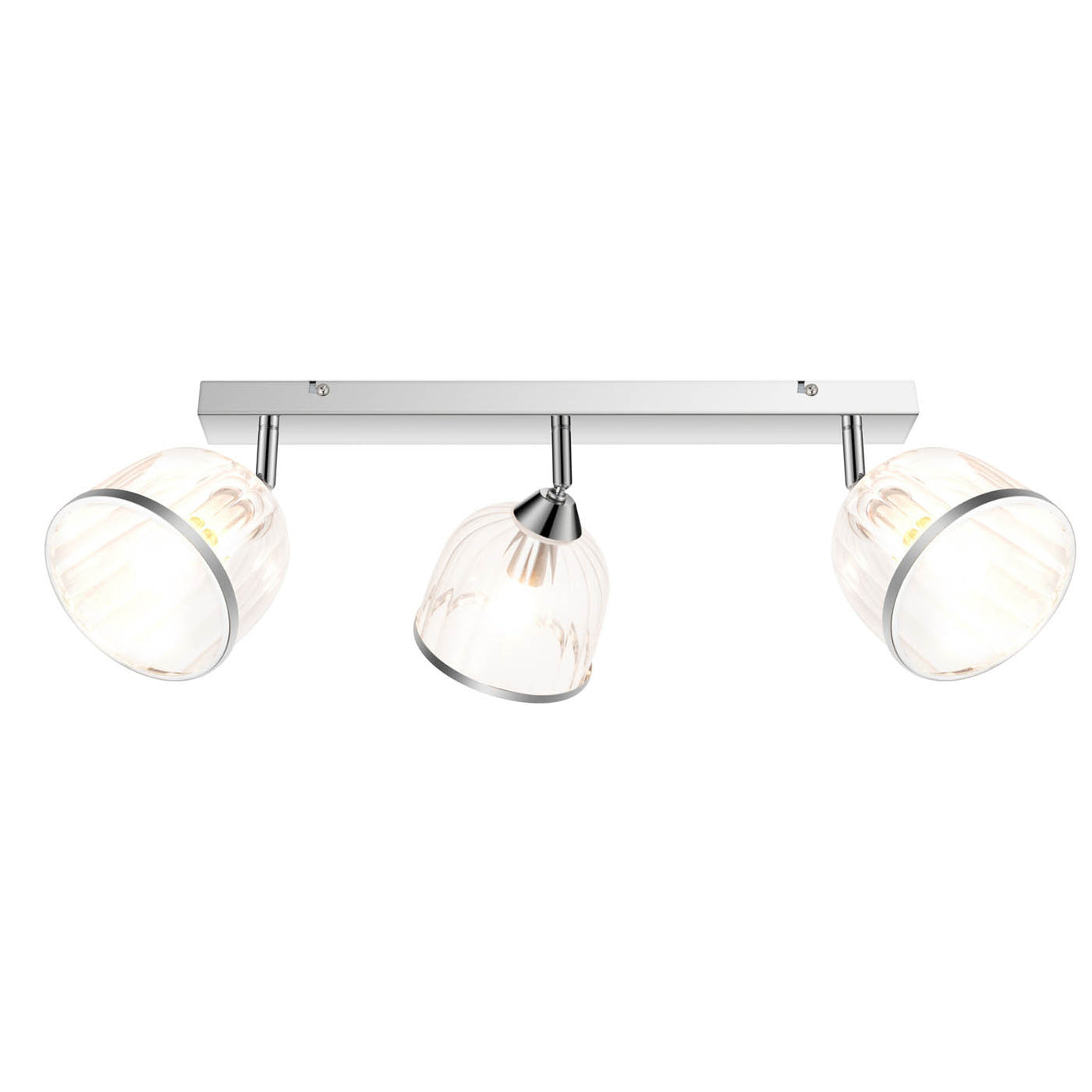 LED Ceiling Spot Light Bar 3 Wat Multi Arm Chrome Adjustable Heads Glass Shades - Image 3
