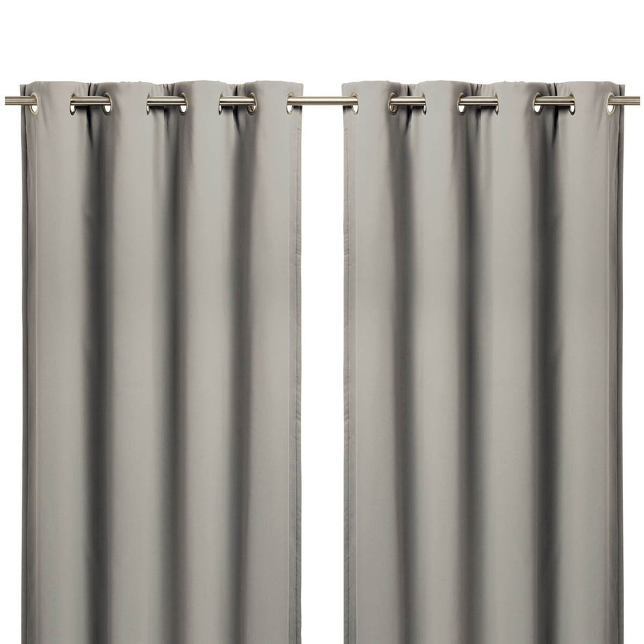 Vestris Taupe Plain Blackout & thermal Eyelet Curtain (W)167cm (L)228cm, Pair - Image 1