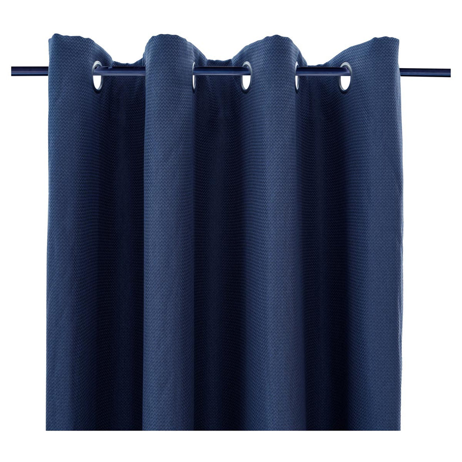 Eyelet Curtain Pair Navy Blue Blackout Chevron Lined Bay Window (W)228 (L)228cm - Image 3