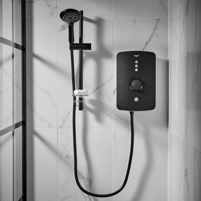 Triton Shower Head Kit Stainless Steel Matt Black 5 Spray Pattern Wall Mounted - Image 3