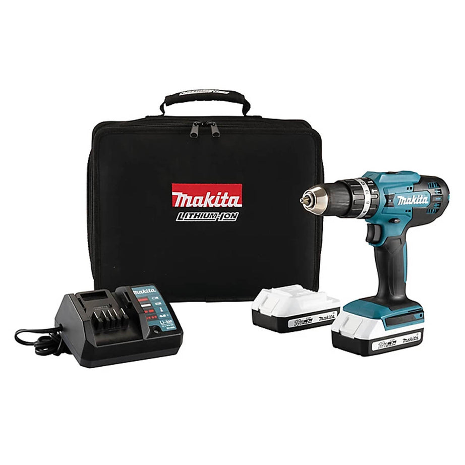 Makita Combi Drill Cordless 18V 2x2Ah Li-Ion HP488DAEX3 Compact Soft Grip - Image 1