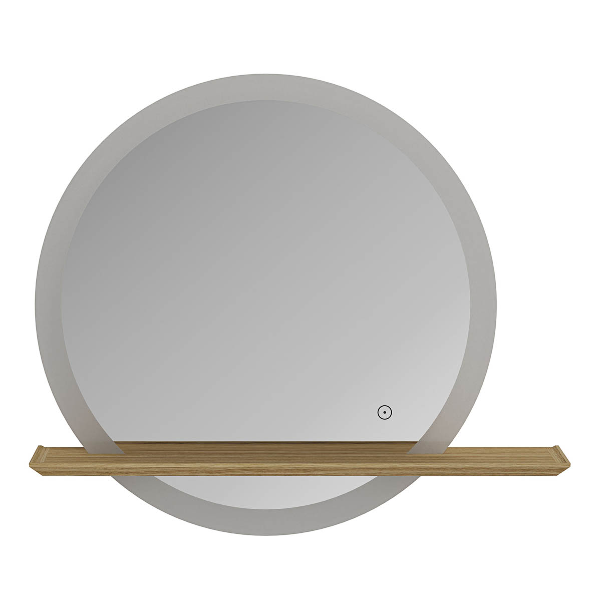 Avela Bathroom Mirror With Shelf Circular Wall-Mounted Illuminated (H)70 (W)80cm - Image 1