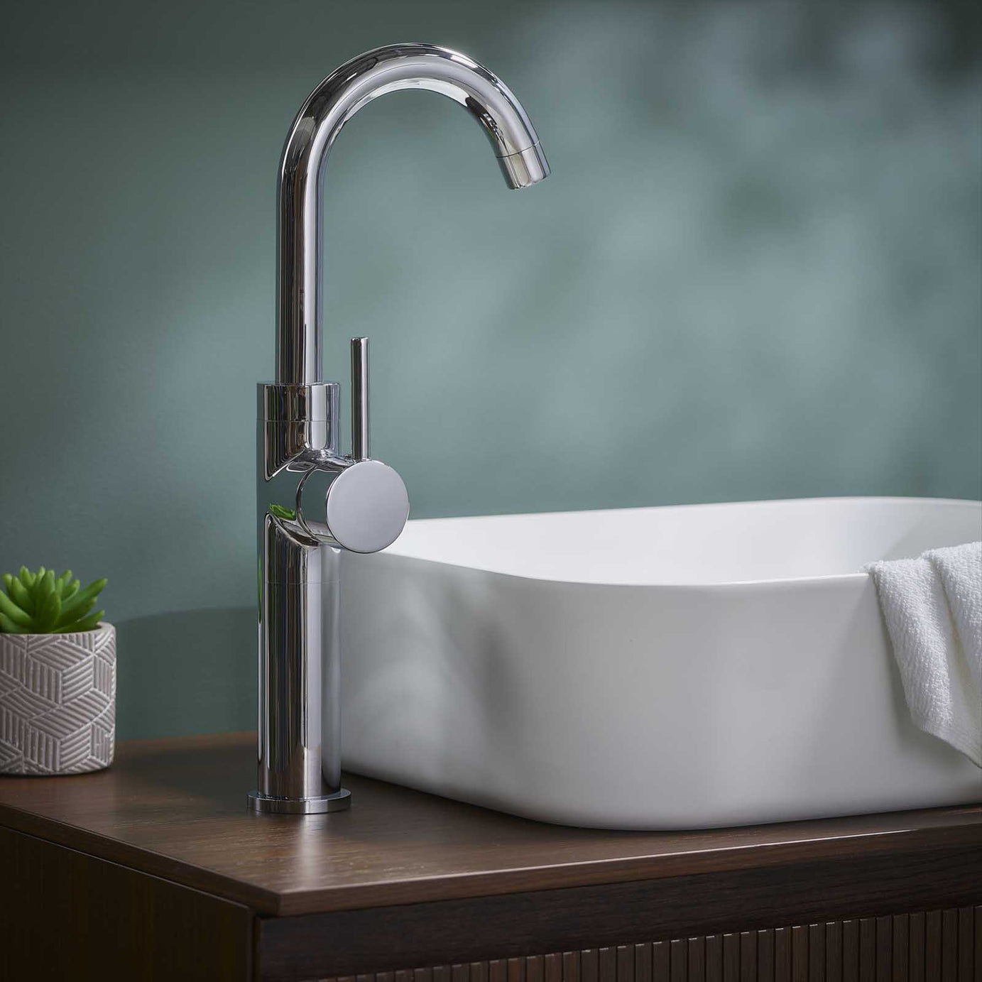 GoodHome Tekapo Matt White Rectangular Counter top Basin (W)45cm - Image 2