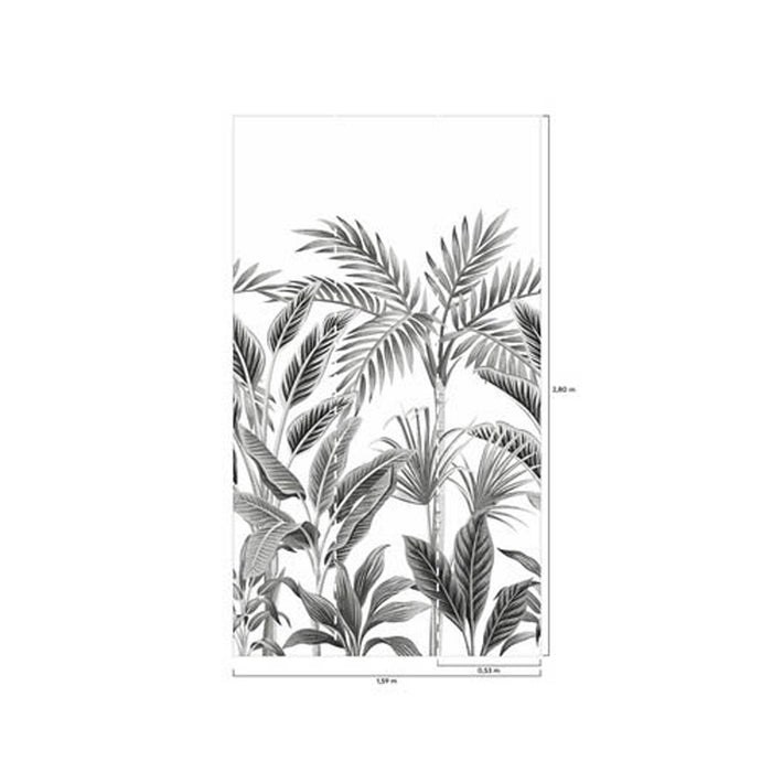 Wallpaper Mural Tropical Palm Leaves Black White Repeatable Removable 159x280 cm - Image 3