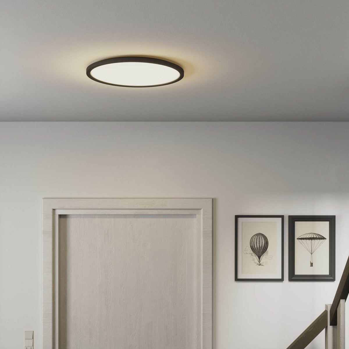 LED Ceiling Light Round Dimmable Matt Plastic Black Modern Hallway Bathroom - Image 2