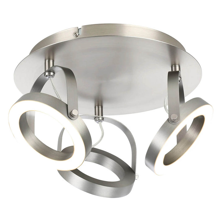 LED Ceiling Spot Light Plate 3 Way Satin Nickel Effect Dimmable Warm White 400lm - Image 5