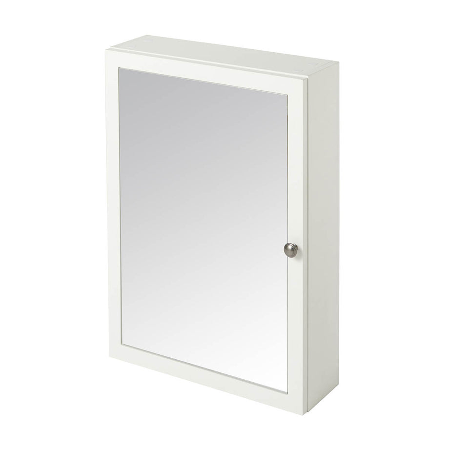 Bathroom Cabinet Wall Mounted Mirrored Single Satin White (W)500 (H)700mm - Image 2