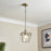 LED Pendant Ceiling Light Antique Brass Geo Glass Shade adjustable Drop Dia 21cm - Image 1