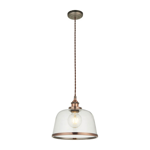 Pendant Ceiling Light LED Glass Clear Steel Copper Effect Dimmable Adjustable - Image 1