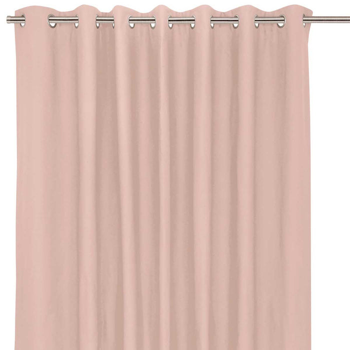 Eyelet Curtain Pair Lined Pink Solid Dyed Light Weight Cotton (W)228 (L)228cm - Image 3