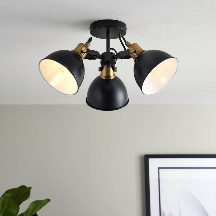 Ceiling Light 3 Lamp LED Steel Black Round Adjustable Shades Dimmable Modern - Image 2