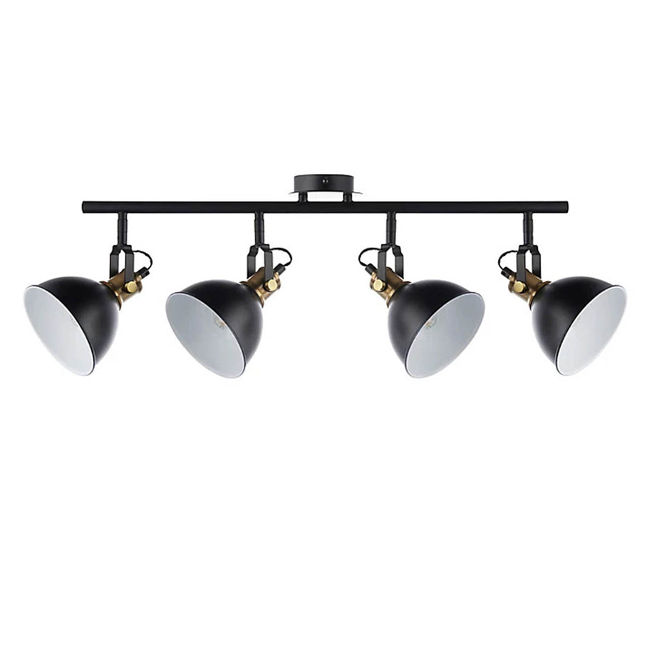 Spotlight Bar 4 Lamp LED Steel Matt Pewter Effect Adjustable Dimmable Industrial - Image 1