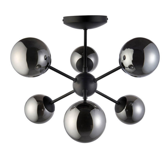 Ceiling Light 6 Way Black Glass Steel Dimmable G9 Chandelier Modern Pendant 5W - Image 3