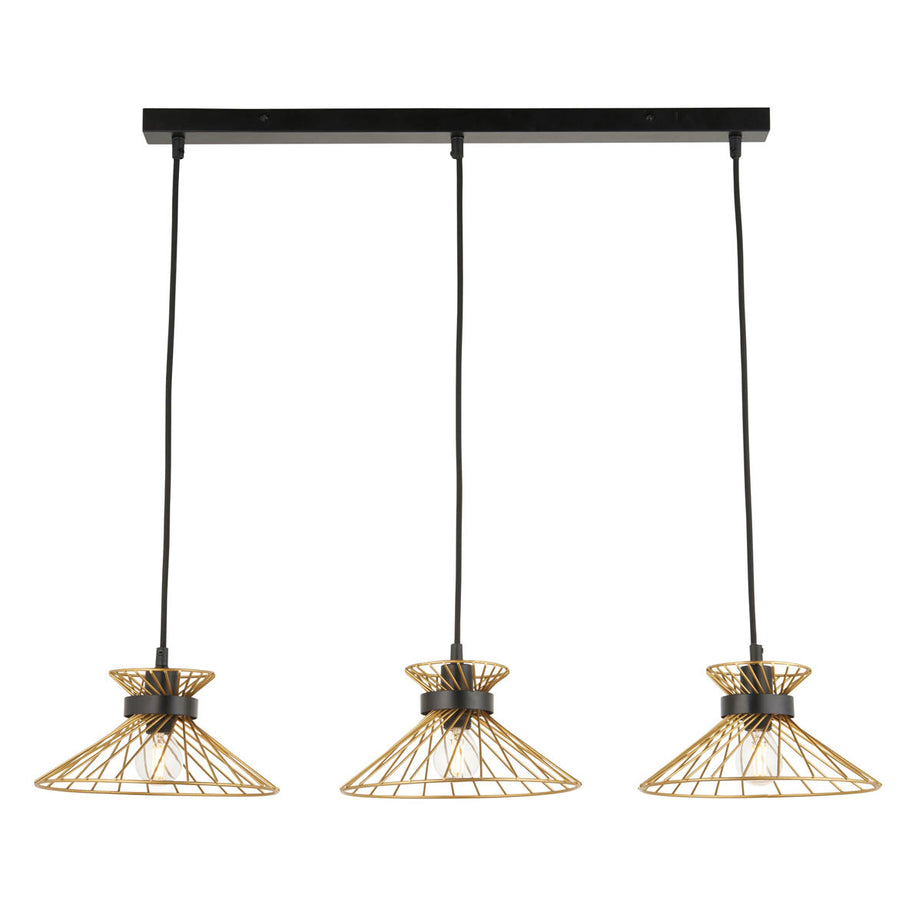 Pendant Ceiling Light 3 Lamp LED Black Gold Effect Dimmable Modern (Dia)770mm - Image 1