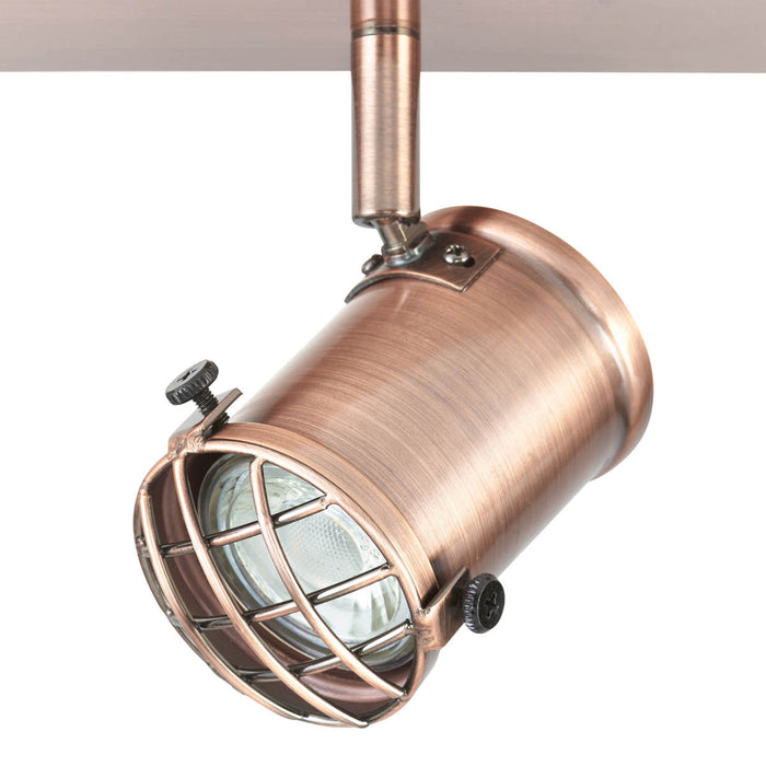 Ceiling Spotlight Bar 4 Way Caged Antique Copper Effect Adjustable Lamps - Image 4