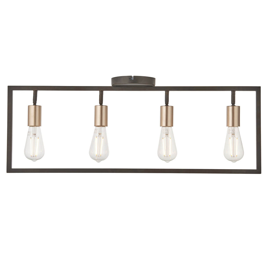 Ceiling Light 4 Lamp LED Bar Brushed Matt Steel Bronze Effect Dimmable Modern - Image 2