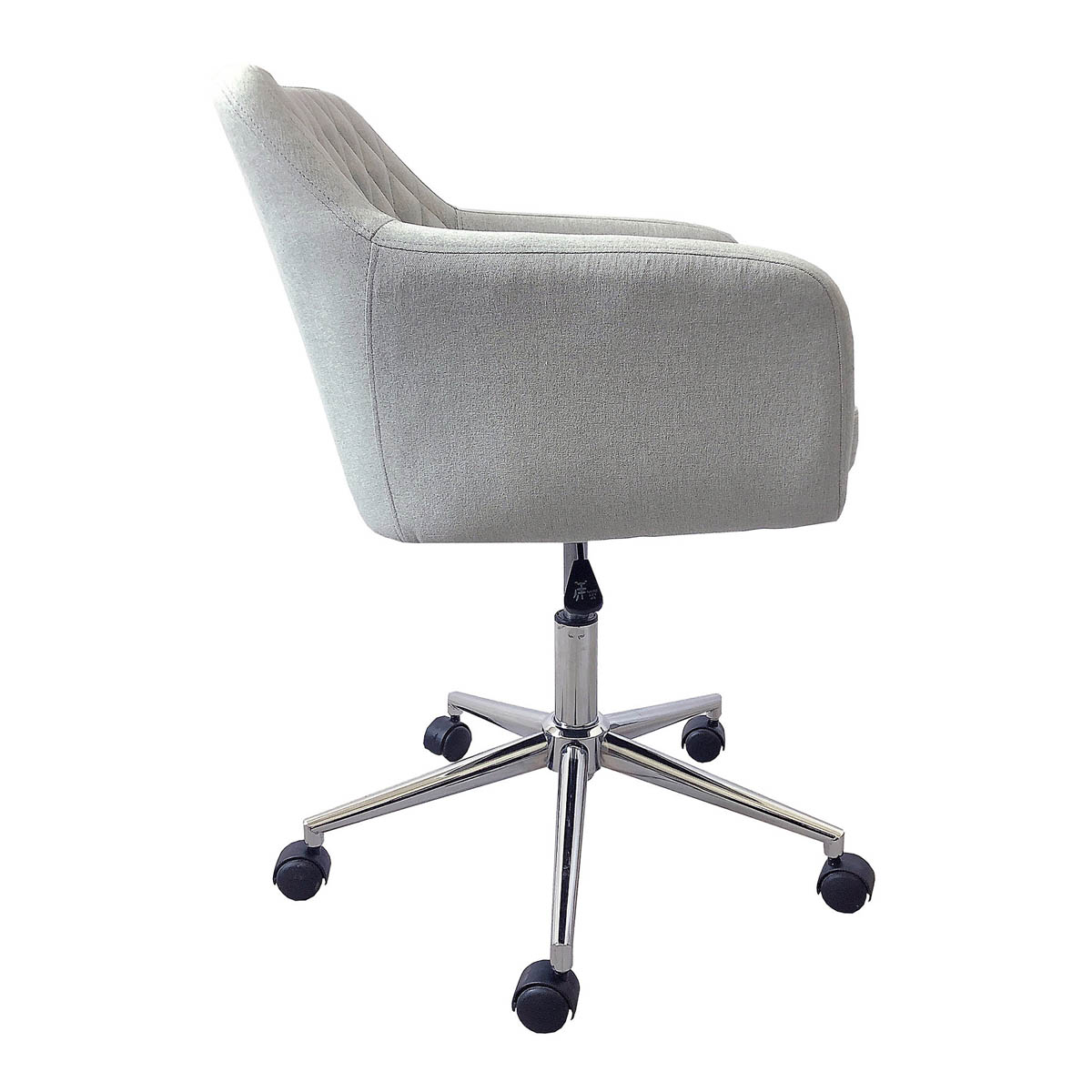 Office Chair Light Grey Linen Effect Swivel Modern (H)875mm (W)610mm (D)600mm - Image 3