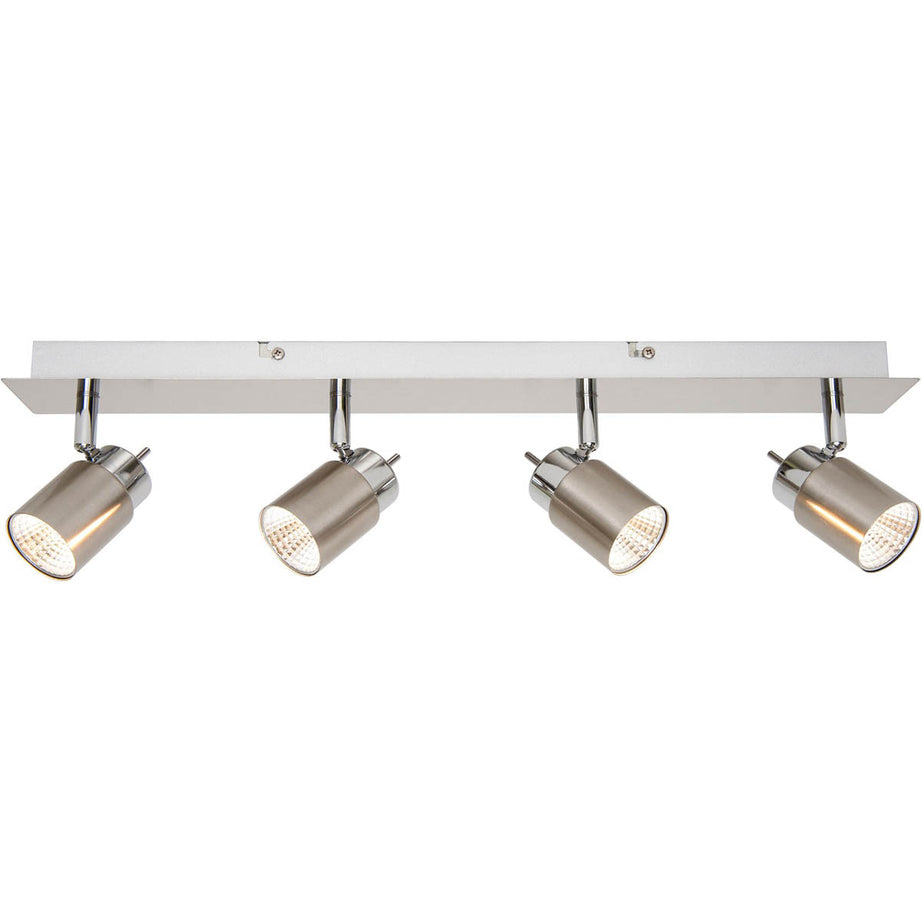 Ceiling LED Spotlight Satin Nickel Effect 4 Way Bar Warm White Indoor 350lm 13W - Image 1