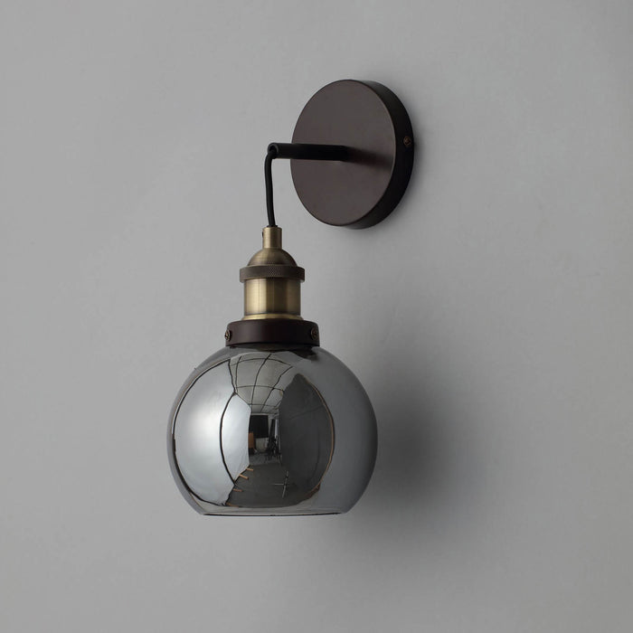 Wall Light Indoor Smoke Globe Glass Shade Antique Modern Industrial Pair of 2 - Image 4