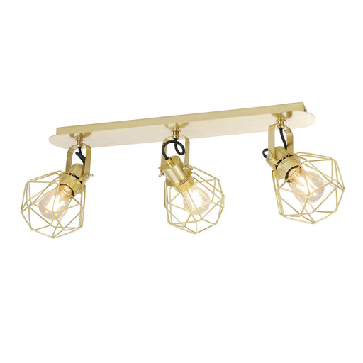 Ceiling Spotlight Bar 3 Way Multi Arm Brass Gold Effect Modern Retro Geometric - Image 1