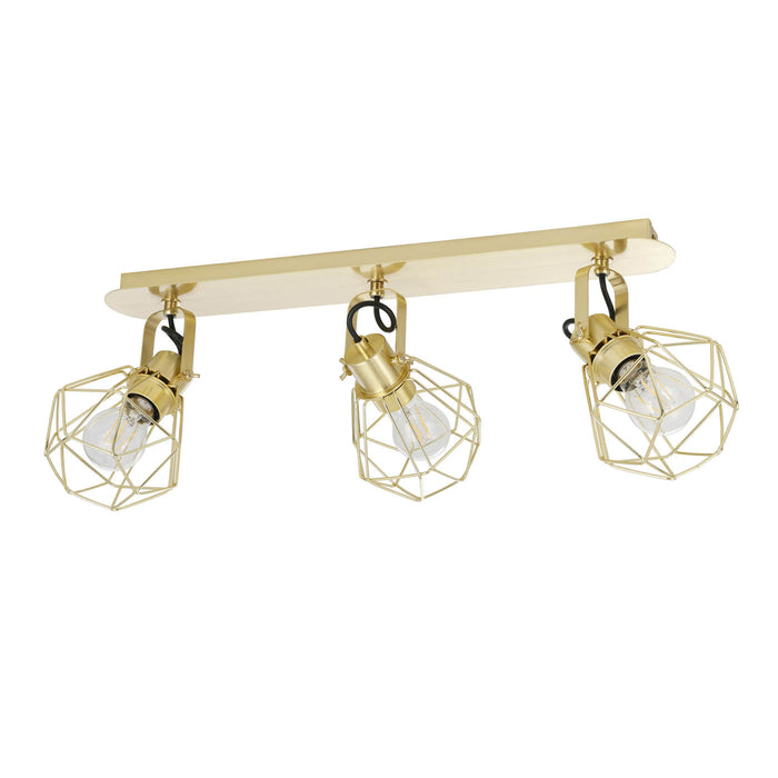 Ceiling Spotlight Bar 3 Way Multi Arm Brass Gold Effect Modern Retro Geometric - Image 3