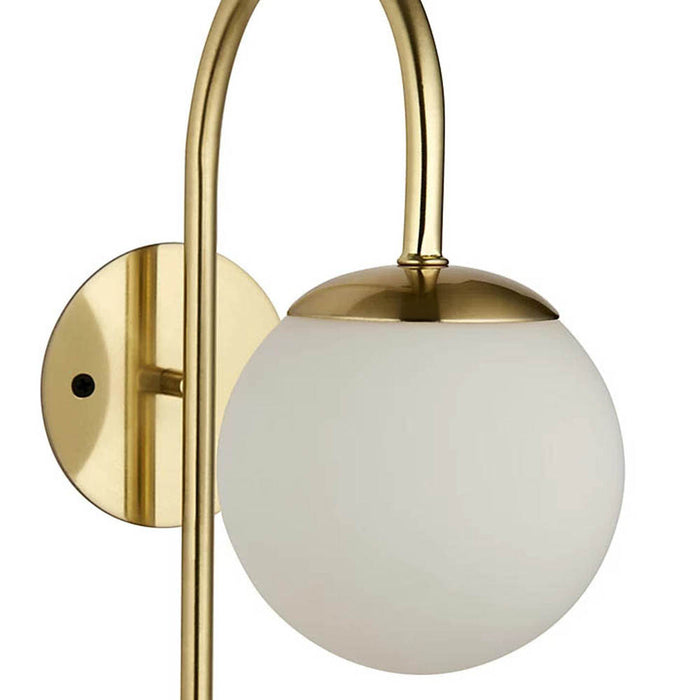Wall Light LED Frosted Opal Glass Shade Steel Satin Brass Effect (H)490 mm - Image 2