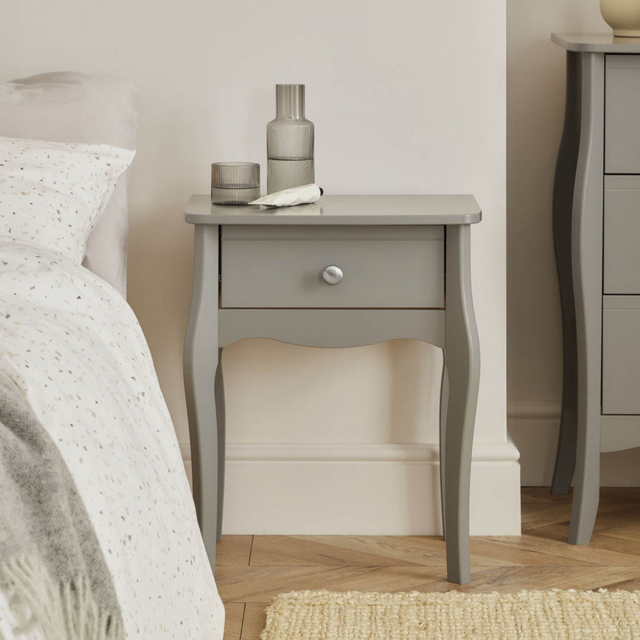 Lautner Bedside table 1 Drawer Satin grey MDF (H)550mm (W)450mm (D)353mm - Image 2