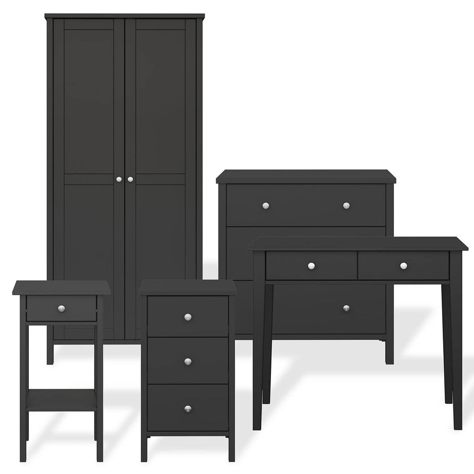 Valenca Dressing Table 2 Drawer Satin Black Painted (H)765mm (W)1000mm (D)450mm - Image 2