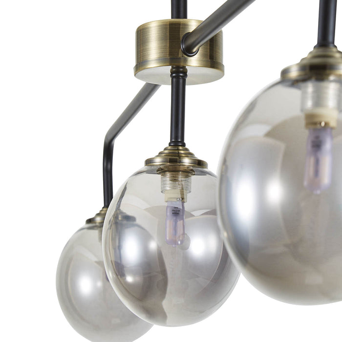 LED Ceiling Light 3 Way Multi Arm Matt Black Smoked Globe Glass Shades Modern - Image 4