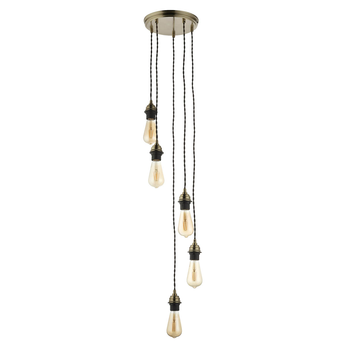 Ceiling Light 5 Lamps Antique Brass Effect Adjustable Drop Dimmable (L)1500mm - Image 8
