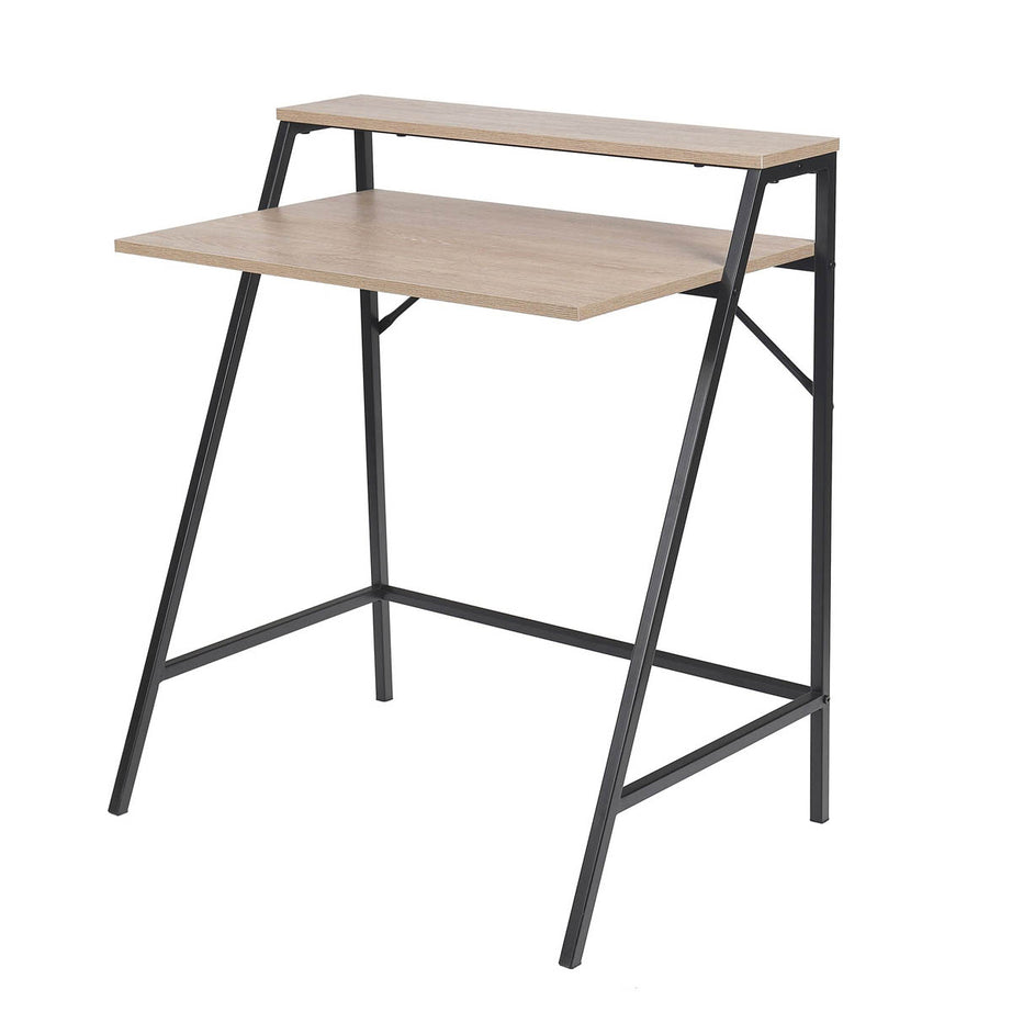 Manera Two Shelf Desk Compact Matt Black Oak Effect (H)840 (W)740 (D)515mm - Image 2