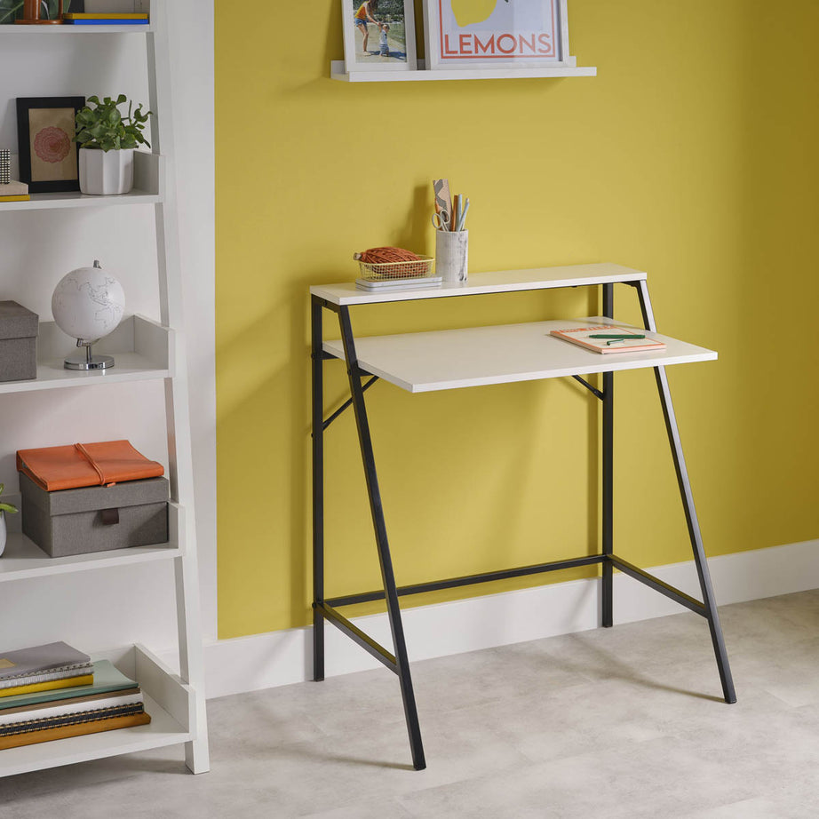 Manera Matt white Two shelf Desk (H)840mm (W)740mm (D)515mm - Image 1