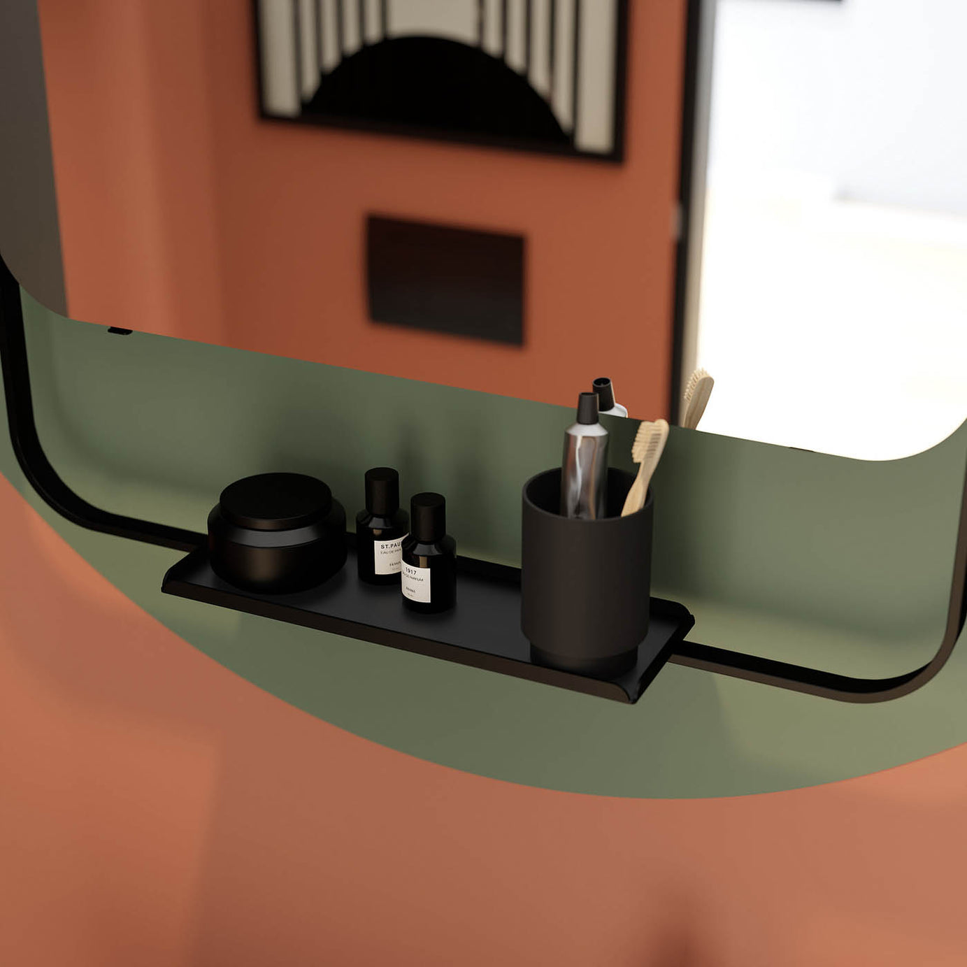 GoodHome Maza Matt Black Square Wall-mounted Bathroom Mirror (H)60.5cm (W)60.5cm - Image 4