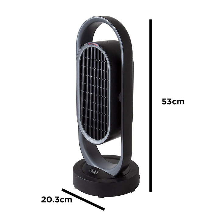 Tower Fan Heater Electric Black Ceramic Timer Portable Oscillating Remote 1.8kW - Image 2