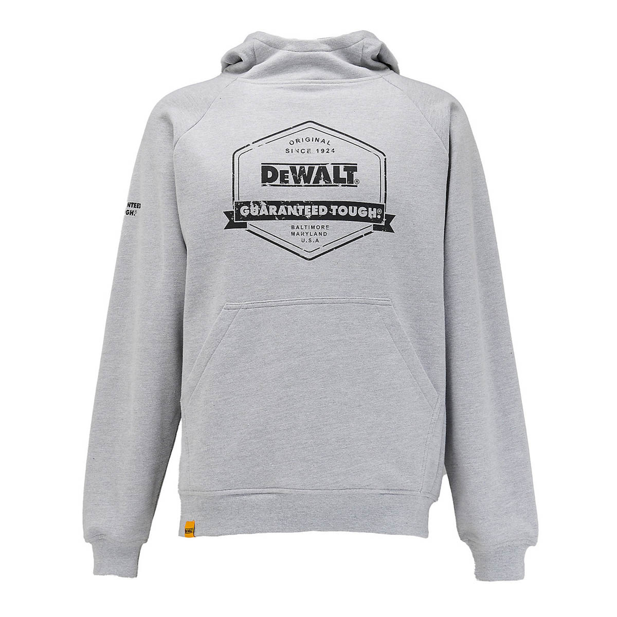 DEWALT Mens Work Hoodie Grey Logo Kangaroo Pocket Comfort Modern Large - Image 1