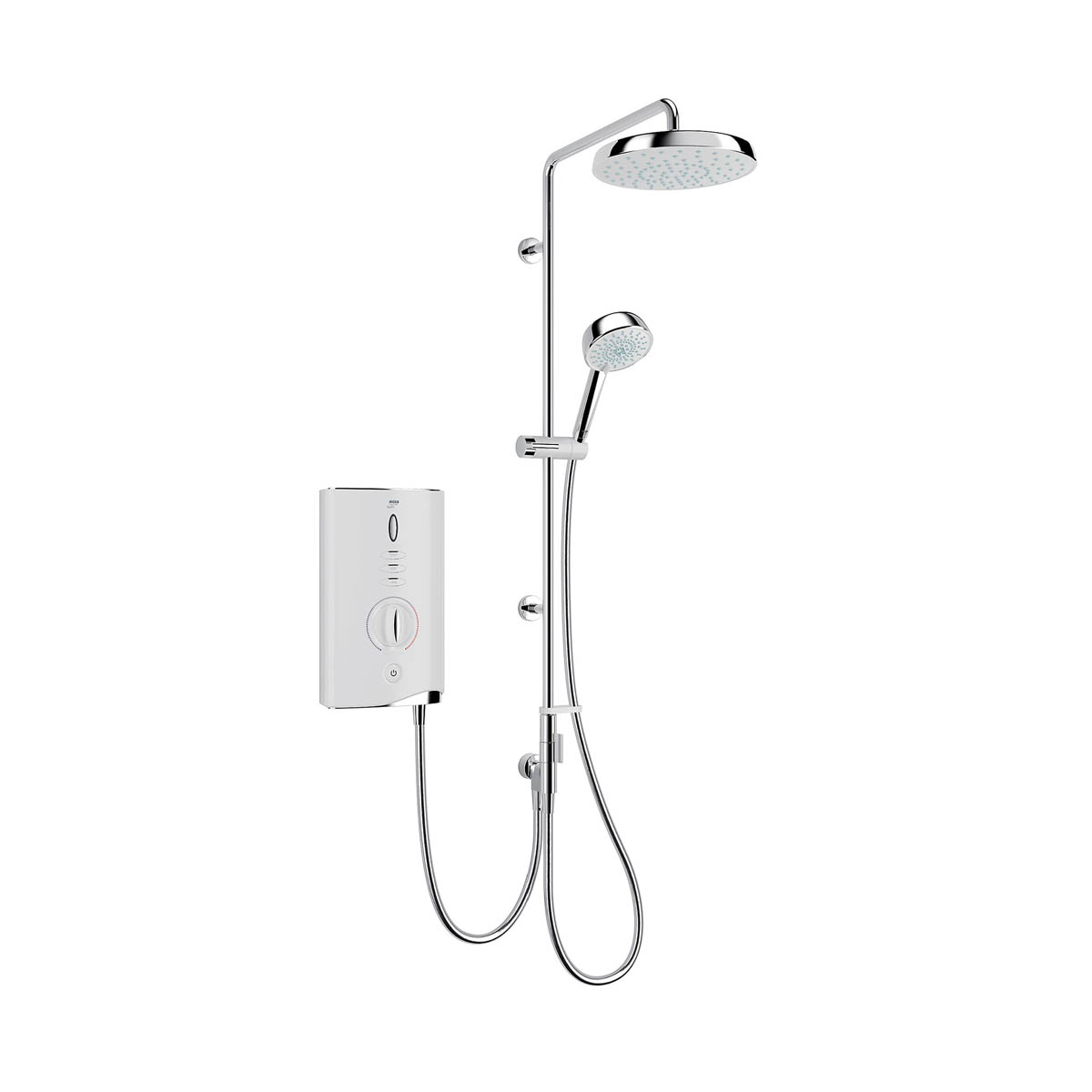 Mira Electric Shower 9kW Gloss White 4 Spray Pattern Round Twin Head Bathroom - Image 1