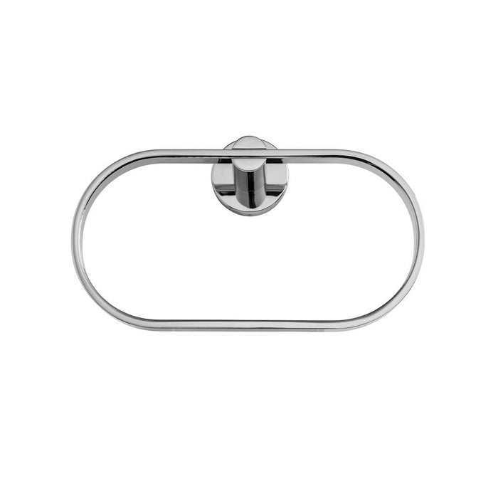 Towel Ring Holder Wall-Mounted Round Polished Chrome Effect Zinc Alloy (W)23cm - Image 2