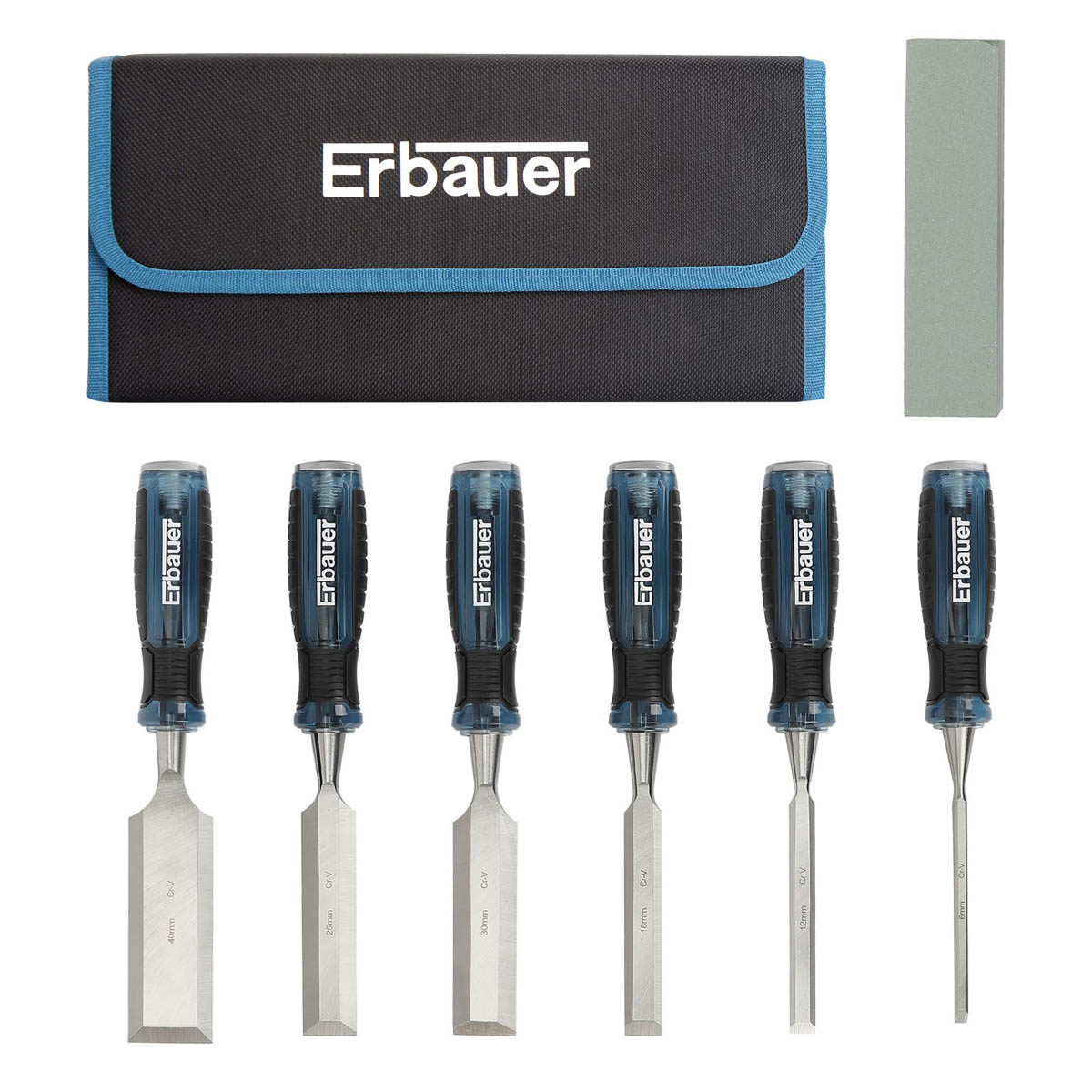 Erbauer Wood Chisel Set Durable Soft Grip Handle Hardened Blade 8 Piece - Image 1