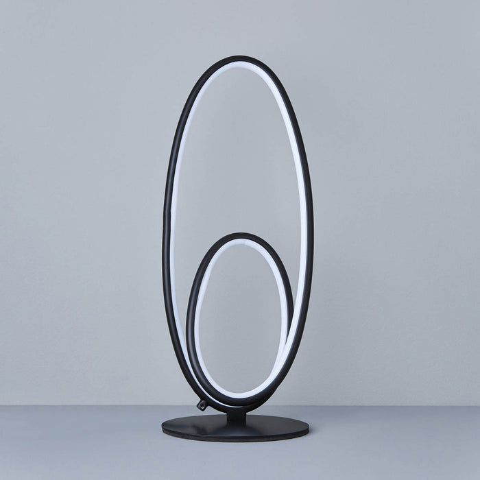 Table Lamp Integrated LED Warm White Oval Spiral Polished Metal Matt Black - Image 4