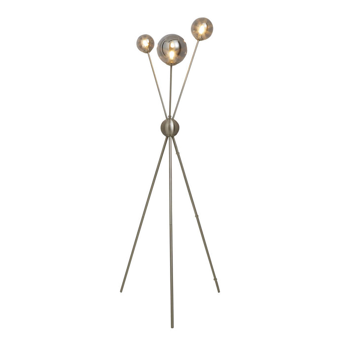 LED Floor Lamp Tripod 3 Way Multi Arm Globe Shades Satin Nickel Effect 1.47cm - Image 1