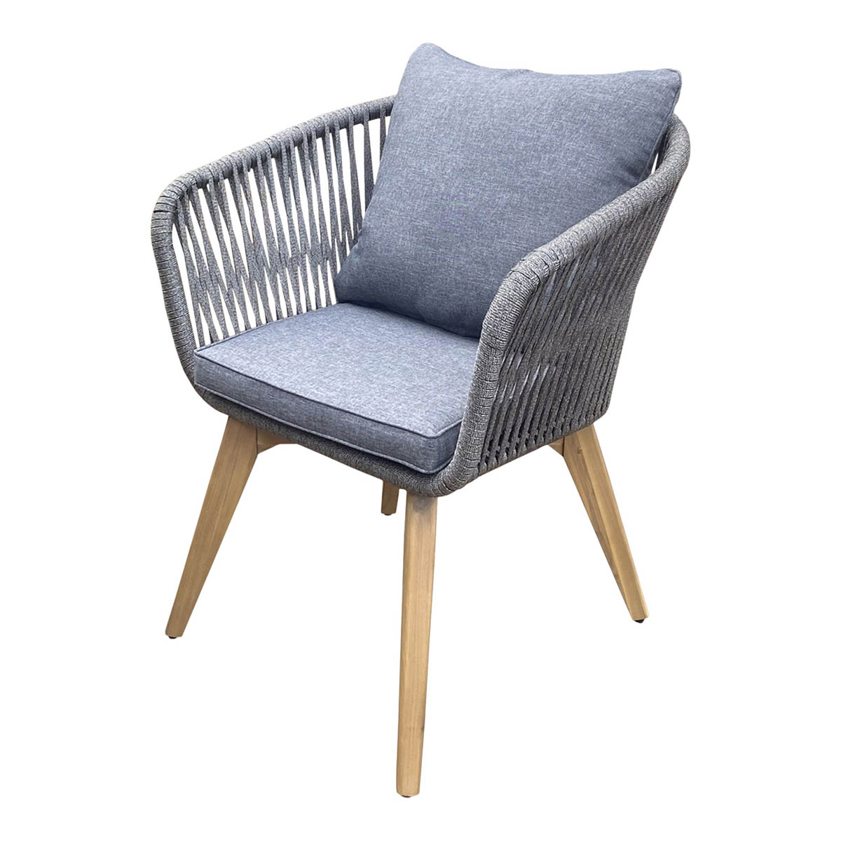 Garden Bistro Set 2 Seater Grey Natural Wooden Table Chairs Outdoor Furniture - Image 7