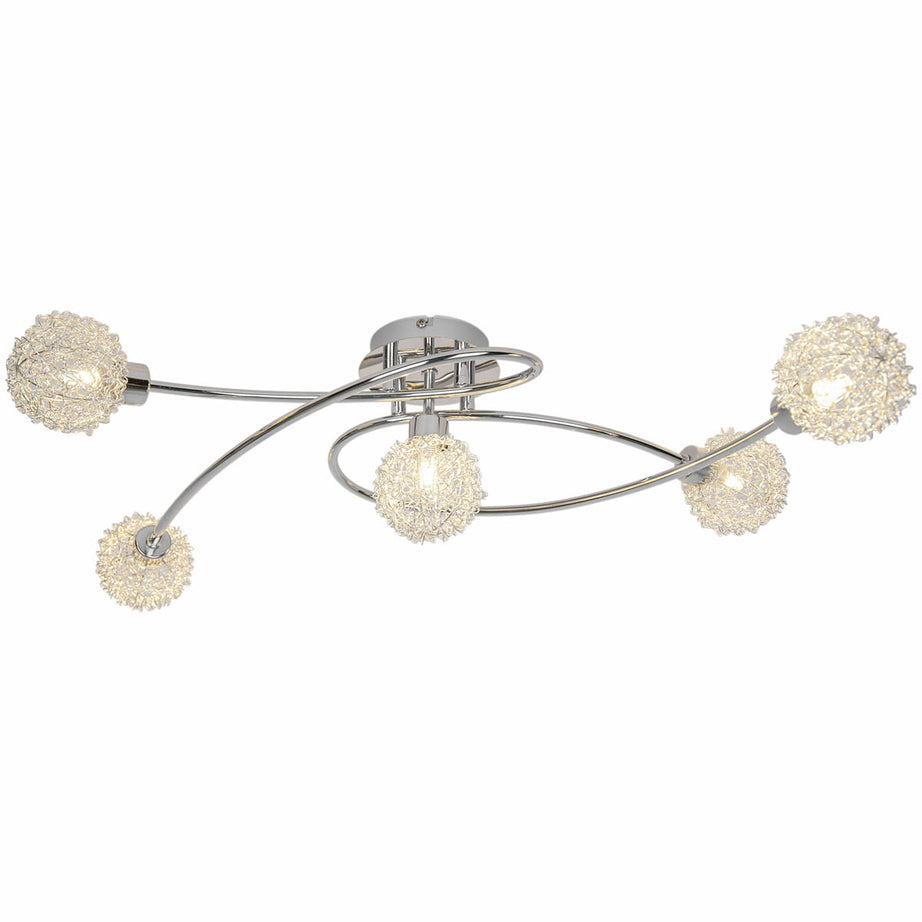 GoodHome LED Ceiling light 5 Lamp Phaidros Plate Metal Chrome - Image 4