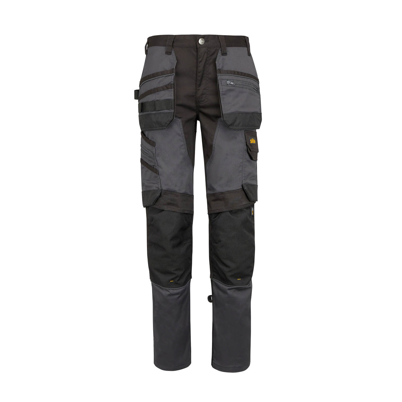 Site Work Trousers Men's Slim Fit Grey Black Multi Pockets Cargo W34 L32 - Image 1