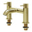 Bath Filler Tap Satin Brass Effect Deck-Mounted Manual Double Lever Modern - Image 1