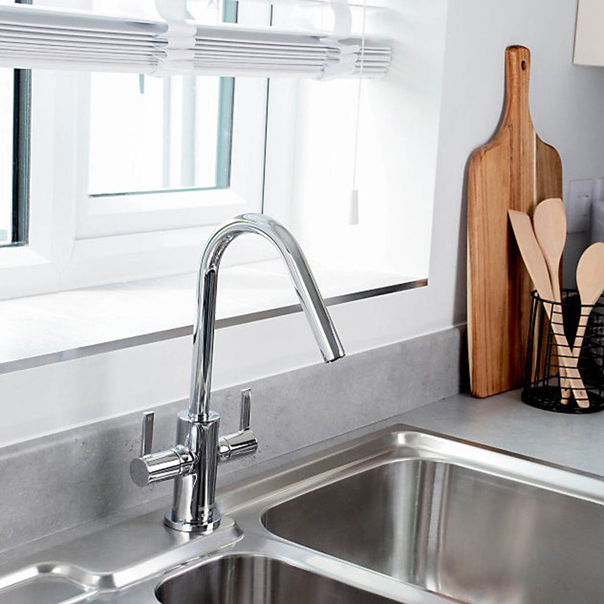 Bristan Kitchen Mixer Tap Swivel Spout Brass Chrome Effect Contemporary - Image 4