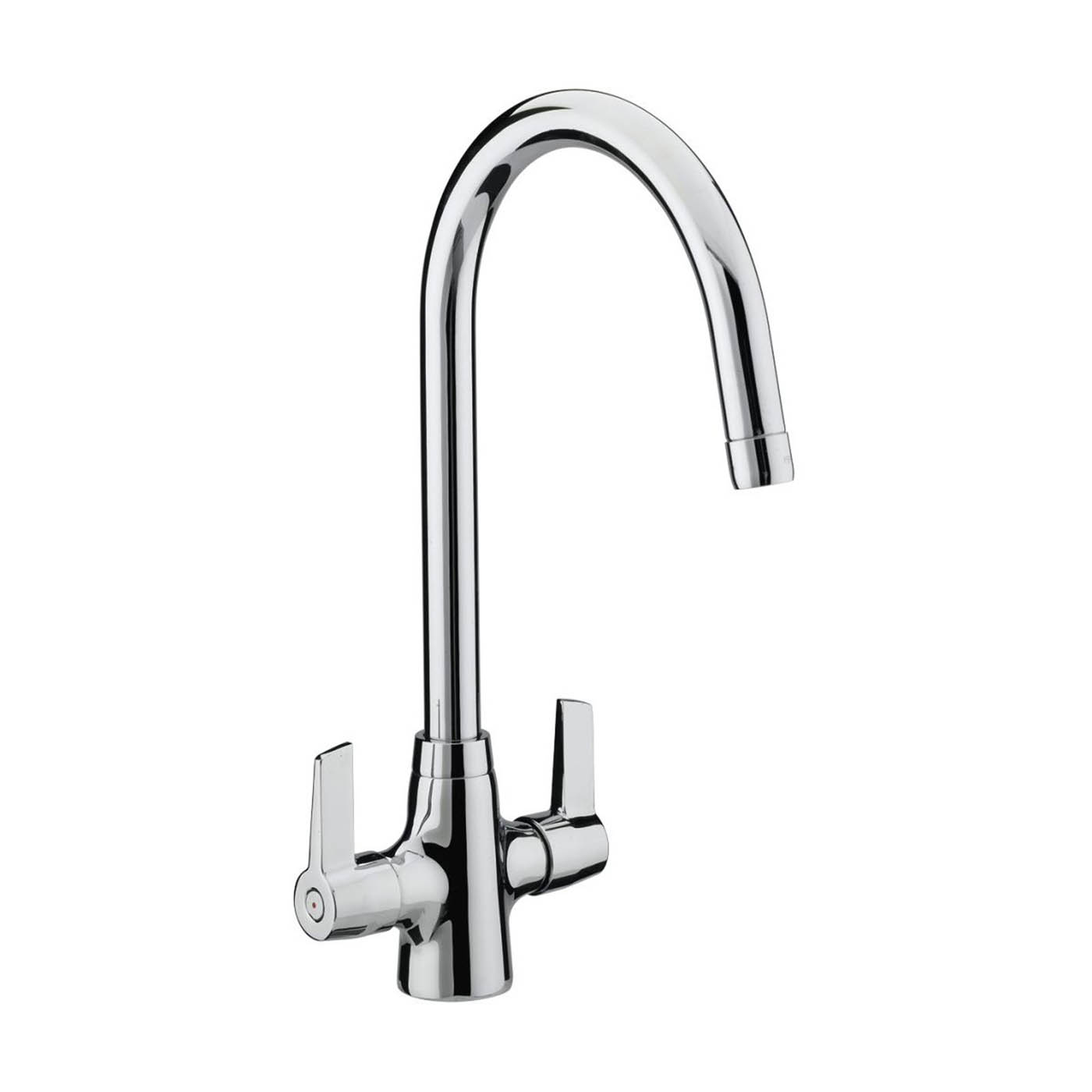 Kitchen Tap Mixer Chrome Swivel Spout Brass Double Lever Contemporary Faucet - Image 1