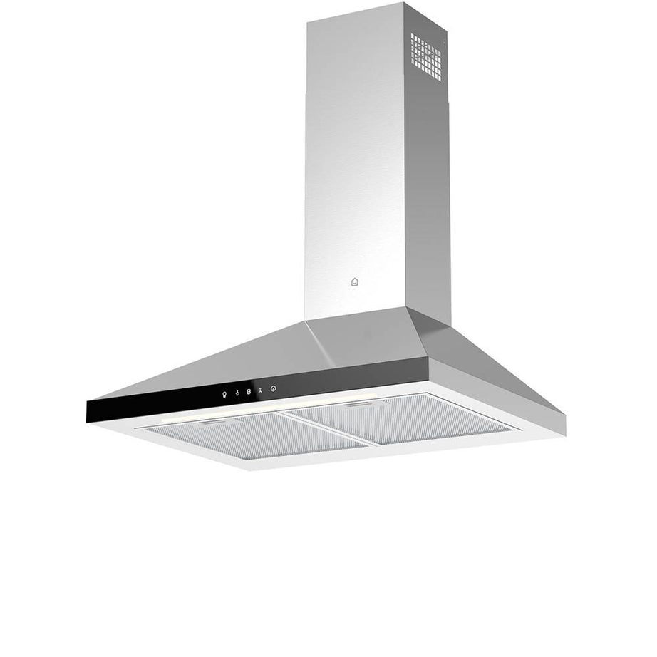 GoodHome Cooker Hood Steel Glass Chimney Extractor Fan LED Timer 5 Speed 598mm - Image 1